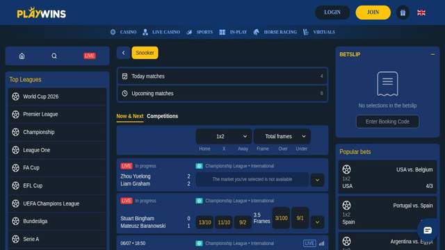 PlayWins casino screenshot
